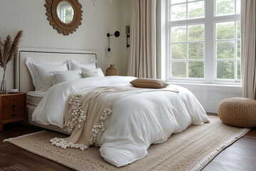 Wall Mural - bedroom with a white bed