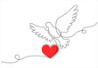 © Moshiur - Continuous one line drawing of bird holding love shape vector art illustration