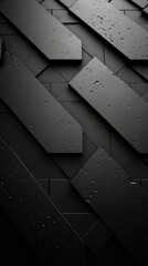 Poster - Black abstract, smartphone wallpaper, monochrome design, neat symmetrical pattern, parallelogram tiles. Generative AI.