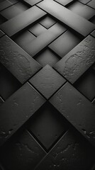 Poster - Black abstract, smartphone wallpaper, monochrome design, neat symmetrical pattern, parallelogram tiles. Generative AI.