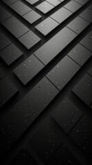Poster - Black abstract, smartphone wallpaper, monochrome design, neat symmetrical pattern, parallelogram tiles. Generative AI.