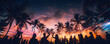 party people on tropical beach landscape summer vacation