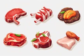 Canvas Print - set of meat