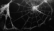 halloween, decoration and horror concept ecoration of artificial spider web over black background. Cobweb background scary halloween design