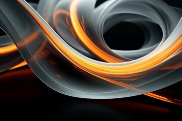 Wall Mural - AI generated illustration of A vibrant mix of orange and white liquid against a dark background