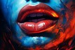 AI generated illustration of vibrant red lips with bold hues
