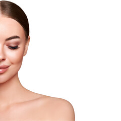 Wall Mural - portrait beautiful young woman with clean fresh skin. model with healthy skin, close up portrait. co