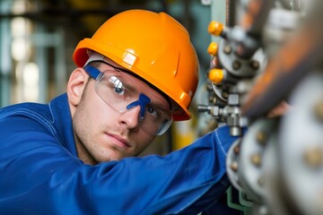 Wall Mural - portrait of a worker in a factory