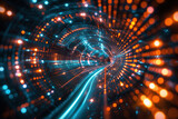 Fototapeta Przestrzenne - Abstract background with colorful light trails. Light tunnel. Background image. Created with Generative AI technology