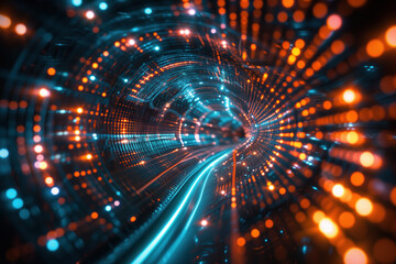 Poster - Abstract background with colorful light trails. Light tunnel. Background image. Created with Generative AI technology