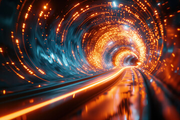 Poster - Abstract background with colorful light trails. Light tunnel. Background image. Created with Generative AI technology