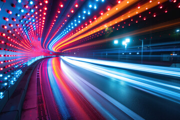 Poster - night traffic. colorful light trails. long exposure. background image. created with generative ai te