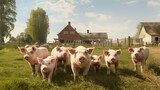 Fototapeta Zwierzęta - swine pigs on farm