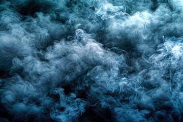 Poster - AI-generated illustration of a voluminous swirl of blue smoke gracefully billowing in the air