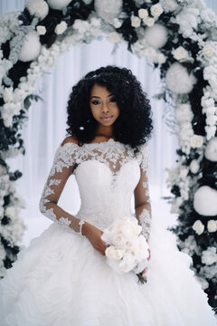 Portrait of a beautiful black bride girl