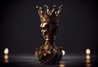 The pawn with a golden crown as leader. Generative AI
