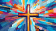 Colorful Easter abstract cross background.