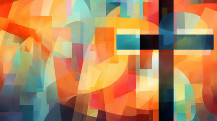 Wall Mural - colorful geometric cross easter background.