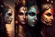 A beautiful illustrations of indian gods and goddeses. Generative AI