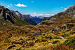 Mountains along Routeburn track in Fjordland National Park, South Island, New Zealand