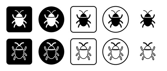 Poster - Icon set of bug symbol. Filled, outline, black and white icons set, flat style.  Vector illustration on white background