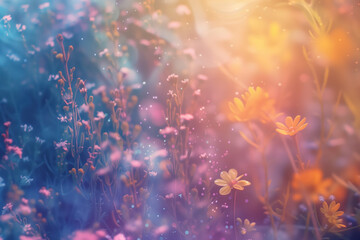 Poster - Dreamy surreal flowers. Background image. Created with Generative AI technology
