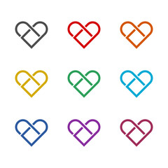 Canvas Print - Heart abstract logo icon isolated on white background. Set icons colorful