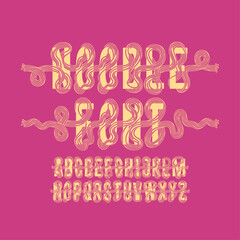 Fototapete - Decorative noodle font. Vector letters with long curved lines looking like spaghetti.