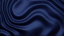 Abstract Background Of Dark Blue Silky Wave Patterns, Evoking A Sense Of Fluidity And The Graceful Flow Of Fabric Or Water In The Moonlight.