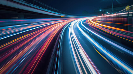 Poster - Speed motion blur. Colorful light trails. Abstract background image. Created with Generative AI technology