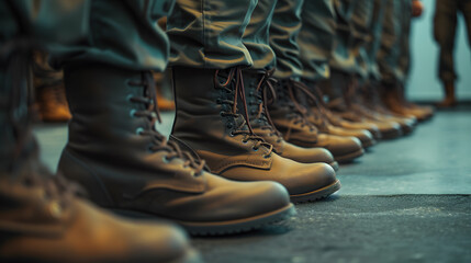 Soldiers legs boots. Army parade