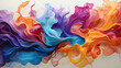 Photo of abstract painting, where multi colored spots and fluid forms create an emotional atmosphe