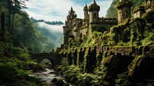 The Castle On The Mountain, Where Green Crowns Of Trees Play The Role Of Natural Walls, Creates A