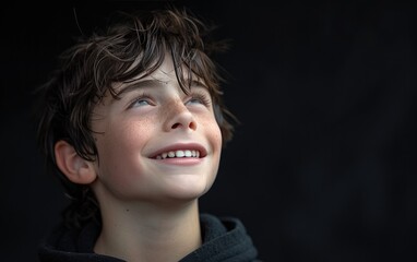 Wall Mural - happy smiling caucasian kid portrait, professional studio background