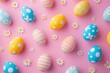 A cheerful Easter egg patterned background.