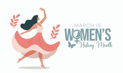 Women's History month is observed every year in March, is an annual declared month that highlights the contributions of women to events in history and contemporary society. Vector illustration design.