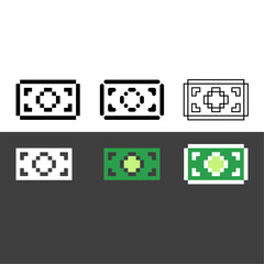 Poster - Pixel art outline sets icon of money paper variation color. Money paper icon on pixelated style. 8bits perfect for game asset or design asset element for your game design. Simple pixel art icon asset.