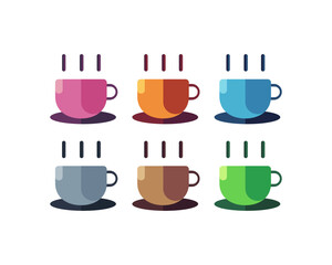 Poster - Flat design Collection sets icon of Cup of coffee drink in variation color. Simple Mug glass icon collection in flat style for website,app,and games, vector illustration flat design