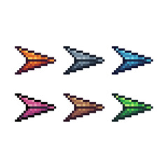Leinwandbilder - pixel art sets icon of sending paper variation color. paper plane icon on pixelated style. 8bits per