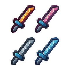 Poster - Isometric Pixel art 3d of sword fighting icon for items asset.Fight icon on pixel bits style.8-bits perfect for game asset,design asset element,app,website, Vector illustration.