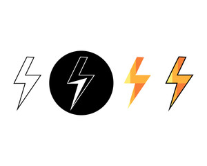 Fototapete - Flat design Collection sets icon of Thunder. Simple Thunder icon collection in flat style and thin outline for website,app,and games, vector illustration flat design