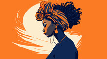 Illustration Of An African Woman With Intricate Braided Hair  Showcasing The Artistry And Cultural Significance Of Traditional African Hairstyles. Simple Minimalist Illustration Creative