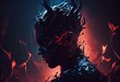 music album cover, abstract silhouette demon. Generative AI