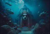Fototapeta  - Sunken city, legendary tales, underwater exploration Generative AI