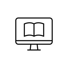Poster - E-book outline icons, minimalist vector illustration ,simple transparent graphic element .Isolated on white background