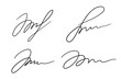 Set of abstract fictitious fake autograph signatures. Vector illustration EPS10