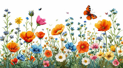 Wall Mural - spring flowers on the white background 