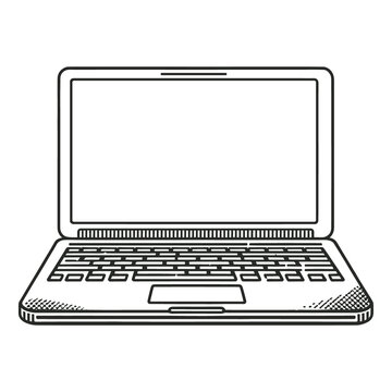 Laptop or notebook computer with empty screen outline generated by Ai