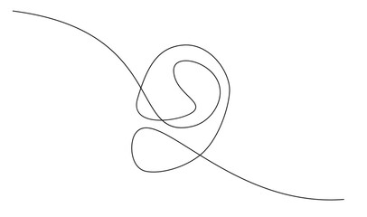 Wall Mural - Human ear continuous one line drawing. World deaf day single line concept template