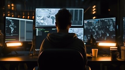 Leinwandbilder - programmers sit in front of the computer and write the source code and make changes to it